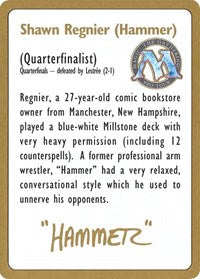 1996 Shawn "Hammer" Regnier Biography Card [World Championship Decks] | Total Play