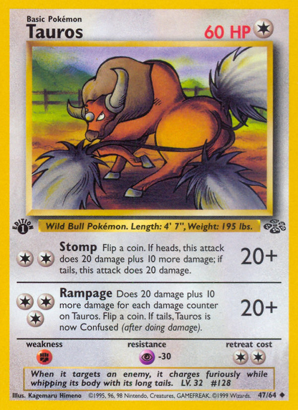 Tauros (47/64) [Jungle 1st Edition] | Total Play