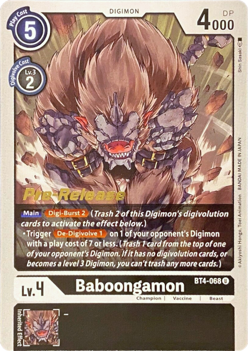 Baboongamon [BT4-068] [Great Legend Pre-Release Promos] | Total Play