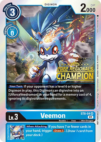 Veemon [ST8-04] (2022 Championship Online Regional) (Online Champion) [Starter Deck: Ulforce Veedramon Promos] | Total Play