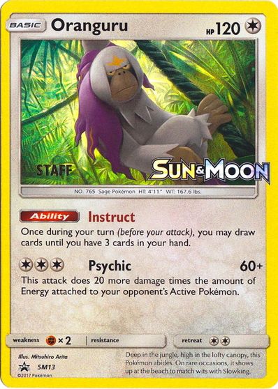 Oranguru (SM13) (Staff Prerelease Promo) [Sun & Moon: Black Star Promos] | Total Play