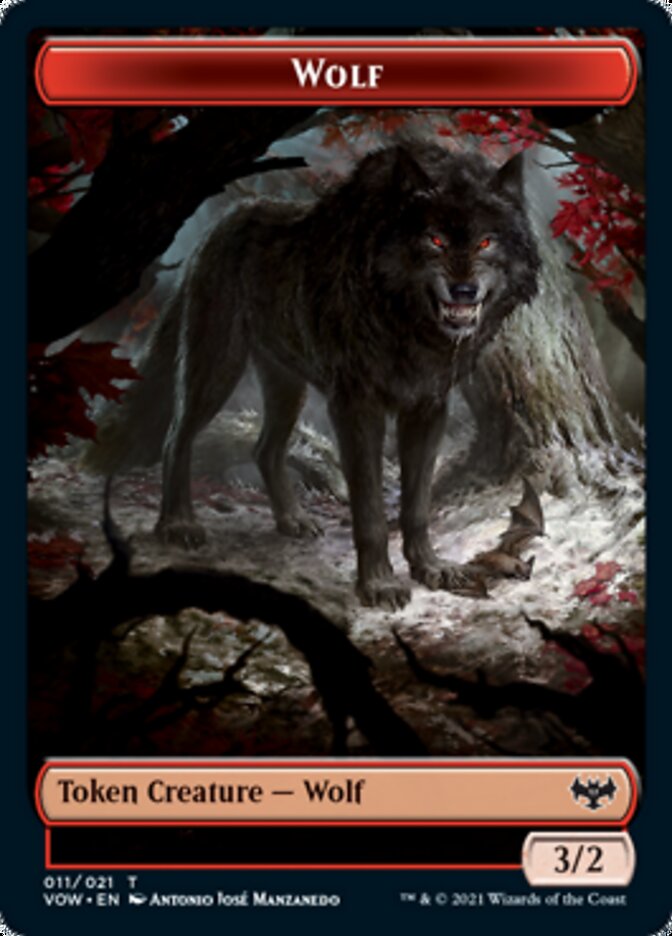 Wolf (011) // Treasure Double-Sided Token [Innistrad: Crimson Vow Tokens] | Total Play