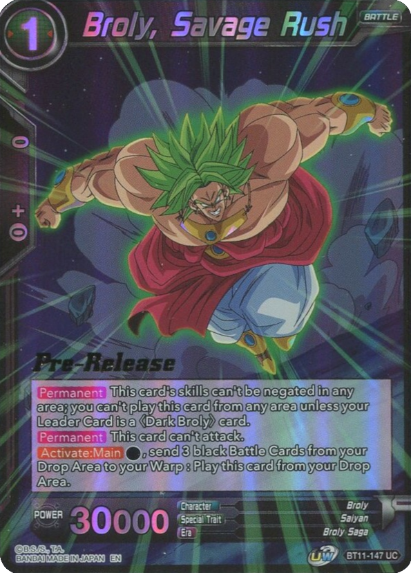 Broly, Savage Rush (BT11-147) [Vermilion Bloodline Prerelease Promos] | Total Play