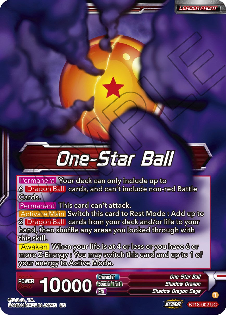One-Star Ball // Syn Shenron, Despair Made Manifest (BT18-002) [Dawn of the Z-Legends] | Total Play