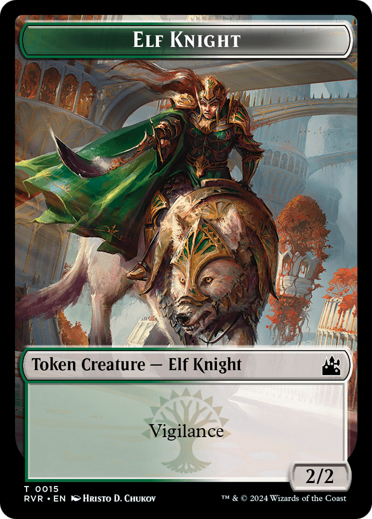 Elf Knight // Angel (0002) Double-Sided Token [Ravnica Remastered Tokens] | Total Play