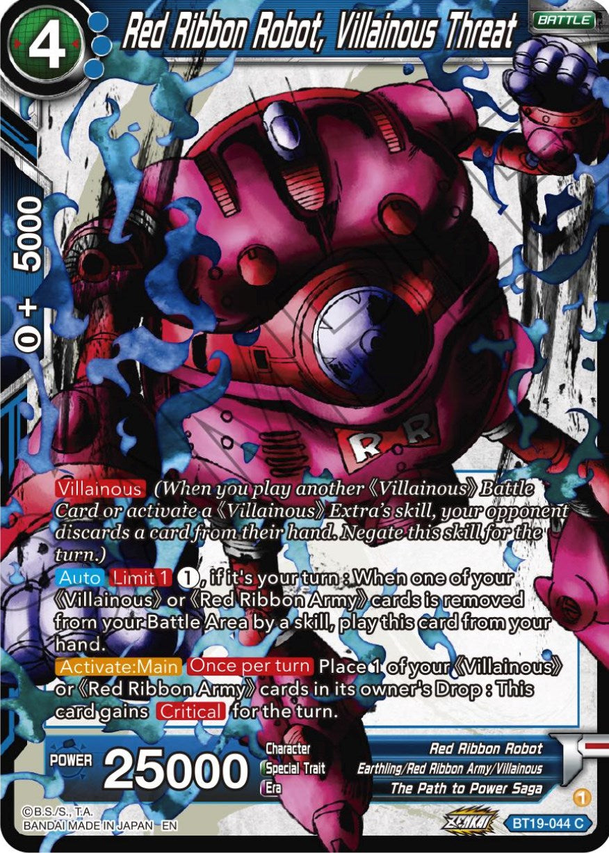 Red Ribbon Robot, Villainous threat (BT19-044) [Fighter's Ambition] | Total Play