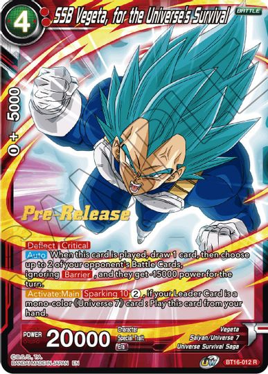 SSB Vegeta, for the Universe's Survival (BT16-012) [Realm of the Gods Prerelease Promos] | Total Play
