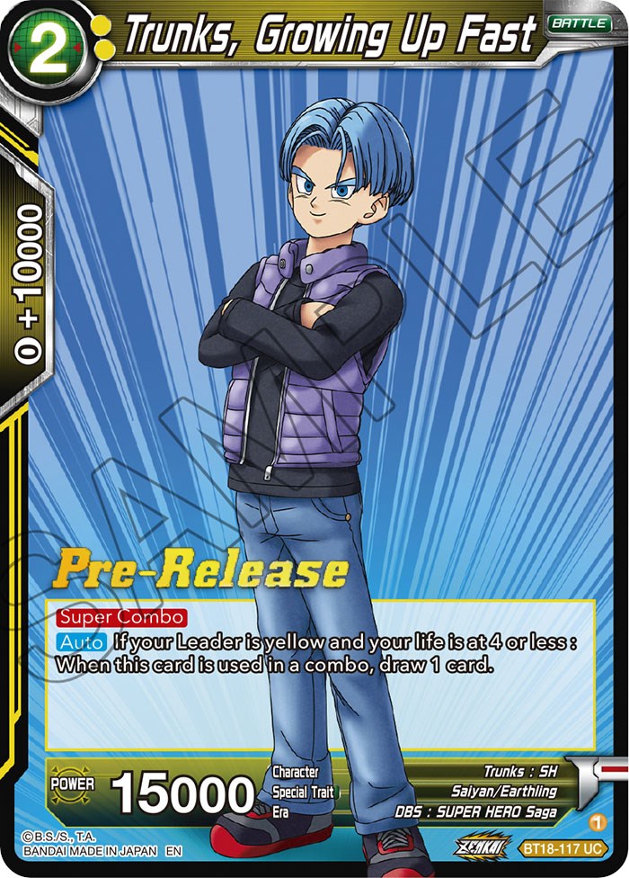 Trunks, Growing Up Fast (BT18-117) [Dawn of the Z-Legends Prerelease Promos] | Total Play