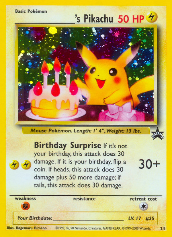 _____'s Pikachu (24) (Birthday Pikachu) [Wizards of the Coast: Black Star Promos] | Total Play