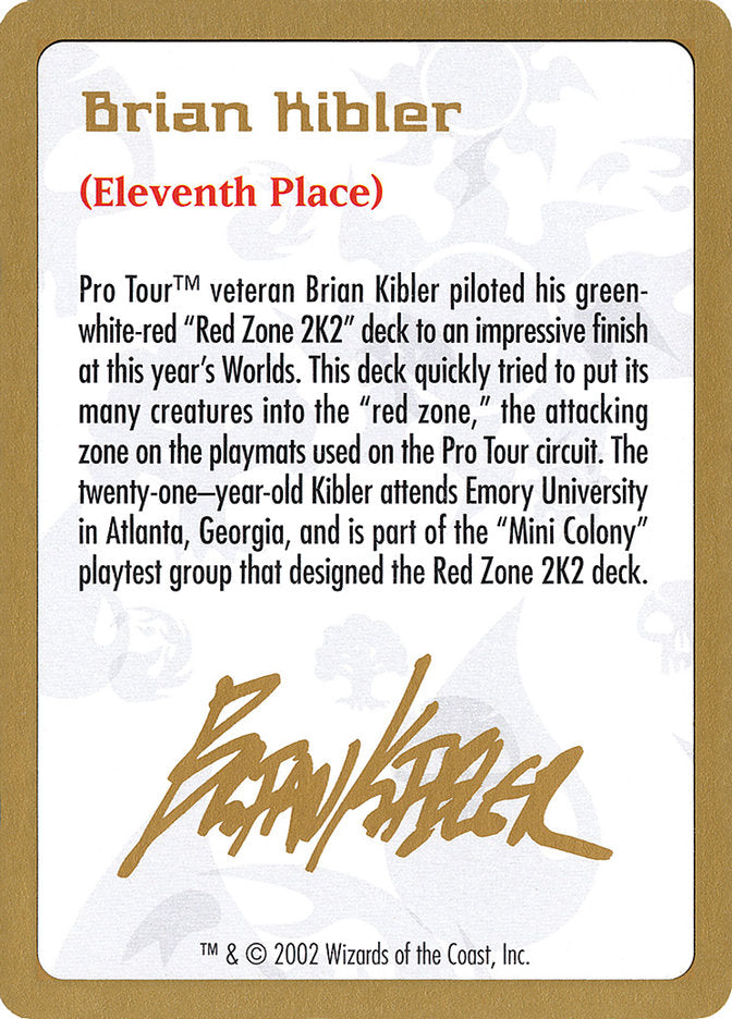 Brian Kibler Bio [World Championship Decks 2002] | Total Play