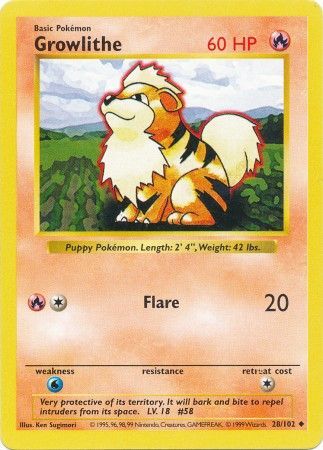 Growlithe (28/102) [Base Set Shadowless Unlimited] | Total Play