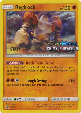 Regirock (SM74) (Staff Prerelease Promo) [Sun & Moon: Black Star Promos] | Total Play