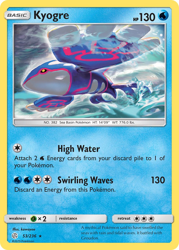 Kyogre (53/236) (Cracked Ice Holo) (Theme Deck Exclusive) [Sun & Moon: Cosmic Eclipse] | Total Play