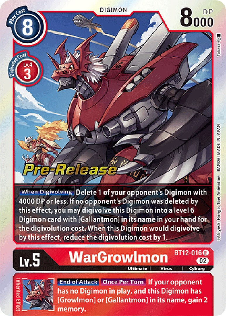 WarGrowlmon [BT12-016] [Across Time Pre-Release Cards] | Total Play