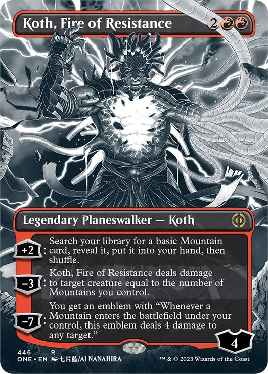 Koth, Fire of Resistance (Borderless Manga Step-and-Compleat Foil) [Phyrexia: All Will Be One] | Total Play