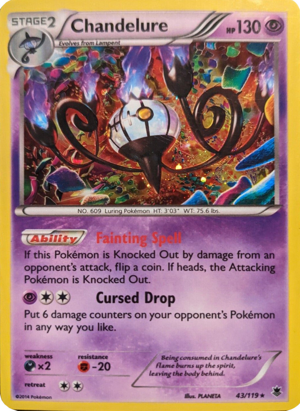 Chandelure (43/119) (Cosmos Holo) [XY: Phantom Forces] | Total Play