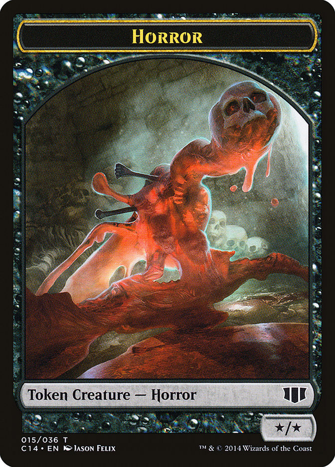 Horror // Zombie (016/036) Double-Sided Token [Commander 2014 Tokens] | Total Play