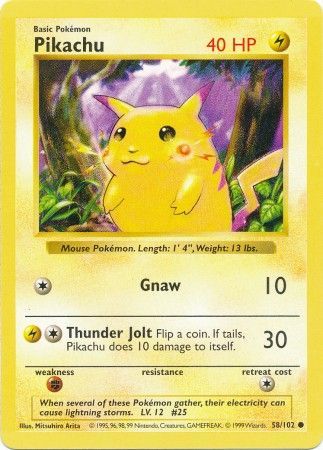 Pikachu (58/102) (Red Cheeks Misprint) [Base Set Shadowless Unlimited] | Total Play