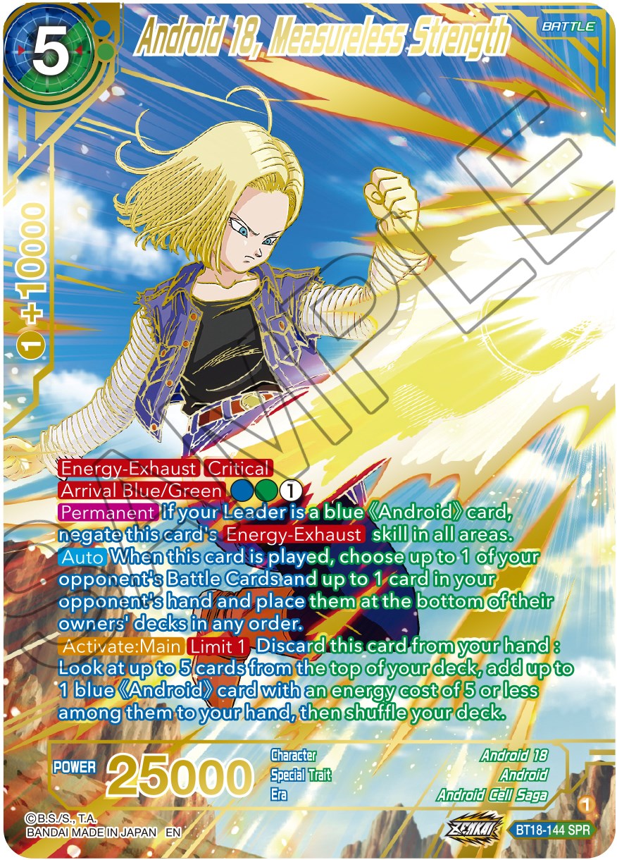 Android 18, Measureless Strength (SPR) (BT18-144) [Dawn of the Z-Legends] | Total Play