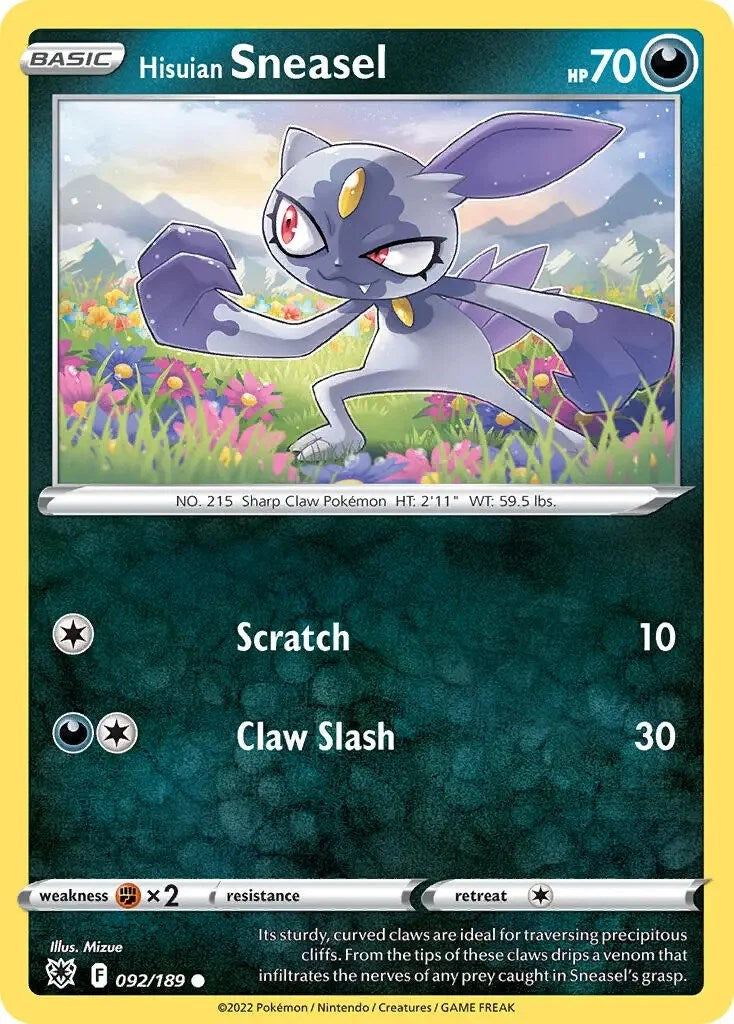 Hisuian Sneasel (092/189) (Theme Deck Exclusive) [Sword & Shield: Astral Radiance] | Total Play