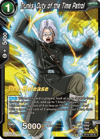 Trunks, Duty of the Time Patrol (BT16-109) [Realm of the Gods Prerelease Promos] | Total Play