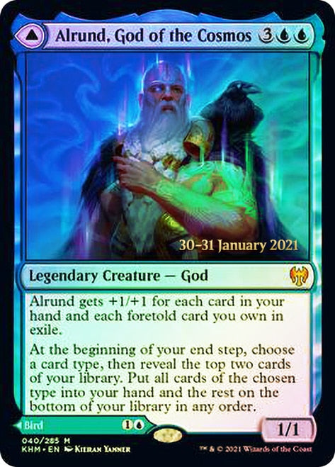 Alrund, God of the Cosmos // Hakka, Whispering Raven [Kaldheim Prerelease Promos] | Total Play