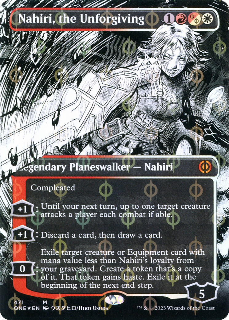 Nahiri, the Unforgiving (Borderless Manga Step-and-Compleat Foil) [Phyrexia: All Will Be One] | Total Play