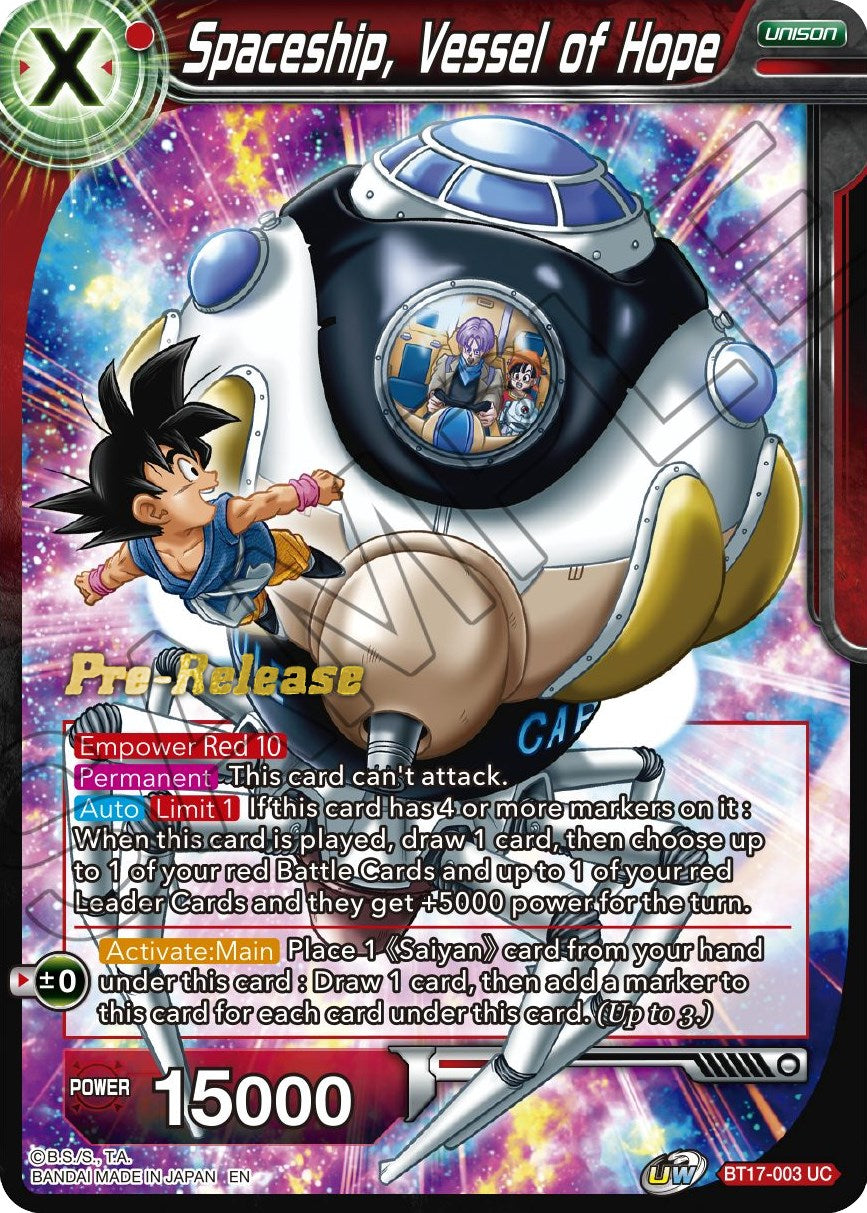Spaceship, Vessel of Hope (BT17-003) [Ultimate Squad Prerelease Promos] | Total Play