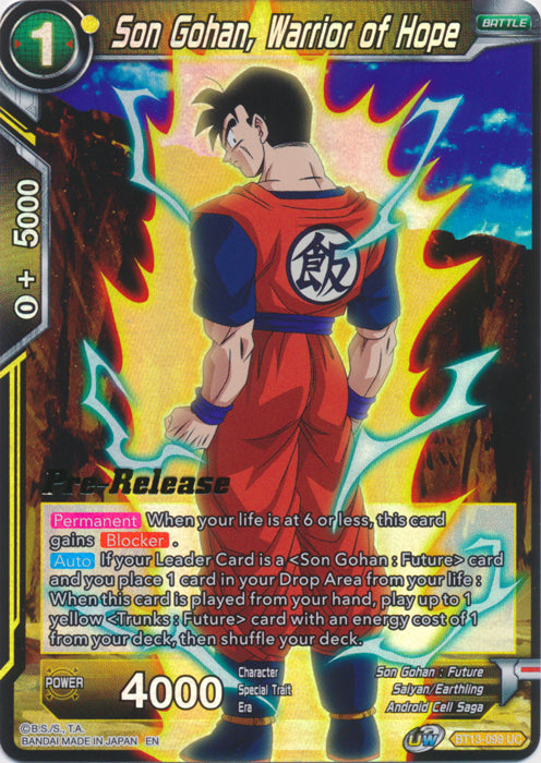 Son Gohan, Warrior of Hope (BT13-099) [Supreme Rivalry Prerelease Promos] | Total Play