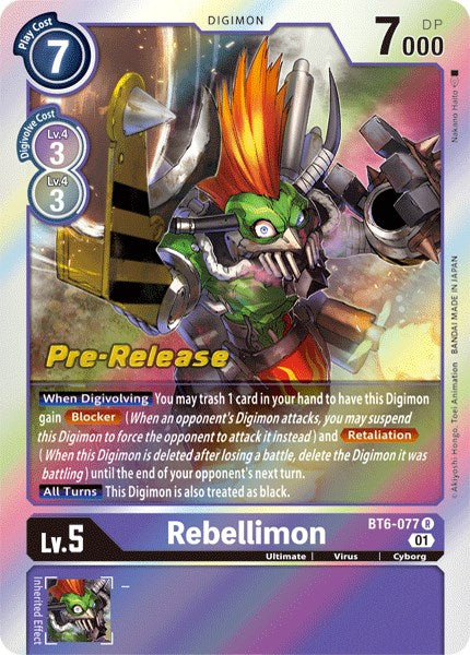 Rebellimon [BT6-077] [Double Diamond Pre-Release Cards] | Total Play
