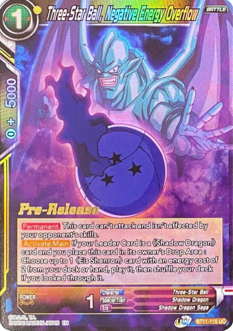 Three-Star Ball, Negative Energy Overflow (BT11-115) [Vermilion Bloodline Prerelease Promos] | Total Play