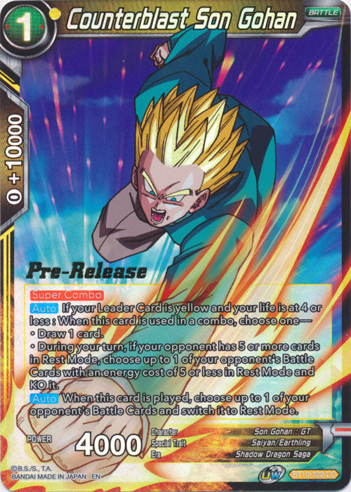 Counterblast Son Gohan (BT10-100) [Rise of the Unison Warrior Prerelease Promos] | Total Play