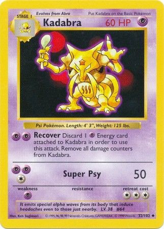 Kadabra (32/102) [Base Set Shadowless Unlimited] | Total Play