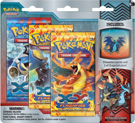 XY: Flashfire - Collector's Pin 3-Pack Blister (Mega Charizard X) | Total Play